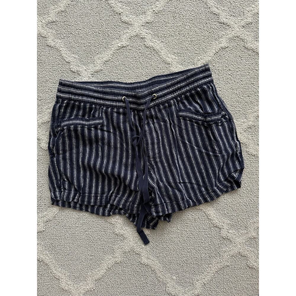 Gap Shorts Womens Small‎ Blue Stripe Pull On Linen Blend Casual Coastal